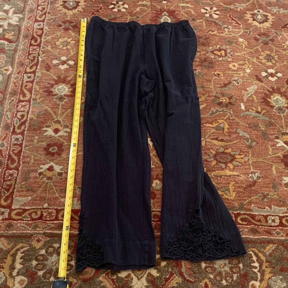 Soft Surroundings Black Guaze Straight Wide-Leg Pants
